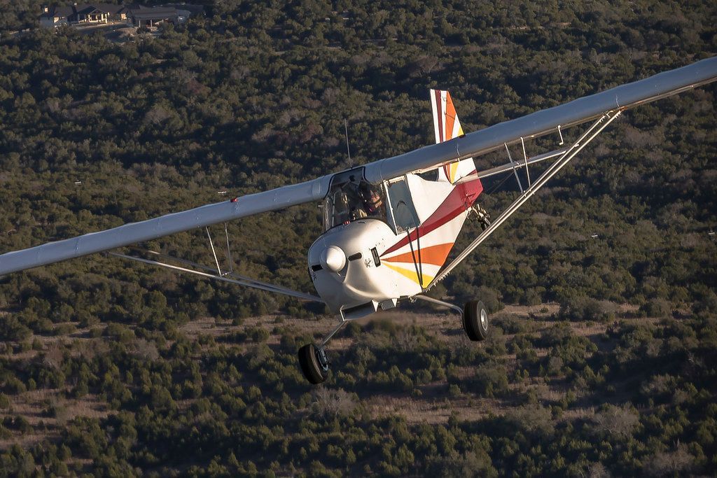 Head-on view of a Carlson Sparrow Sport Special in flight